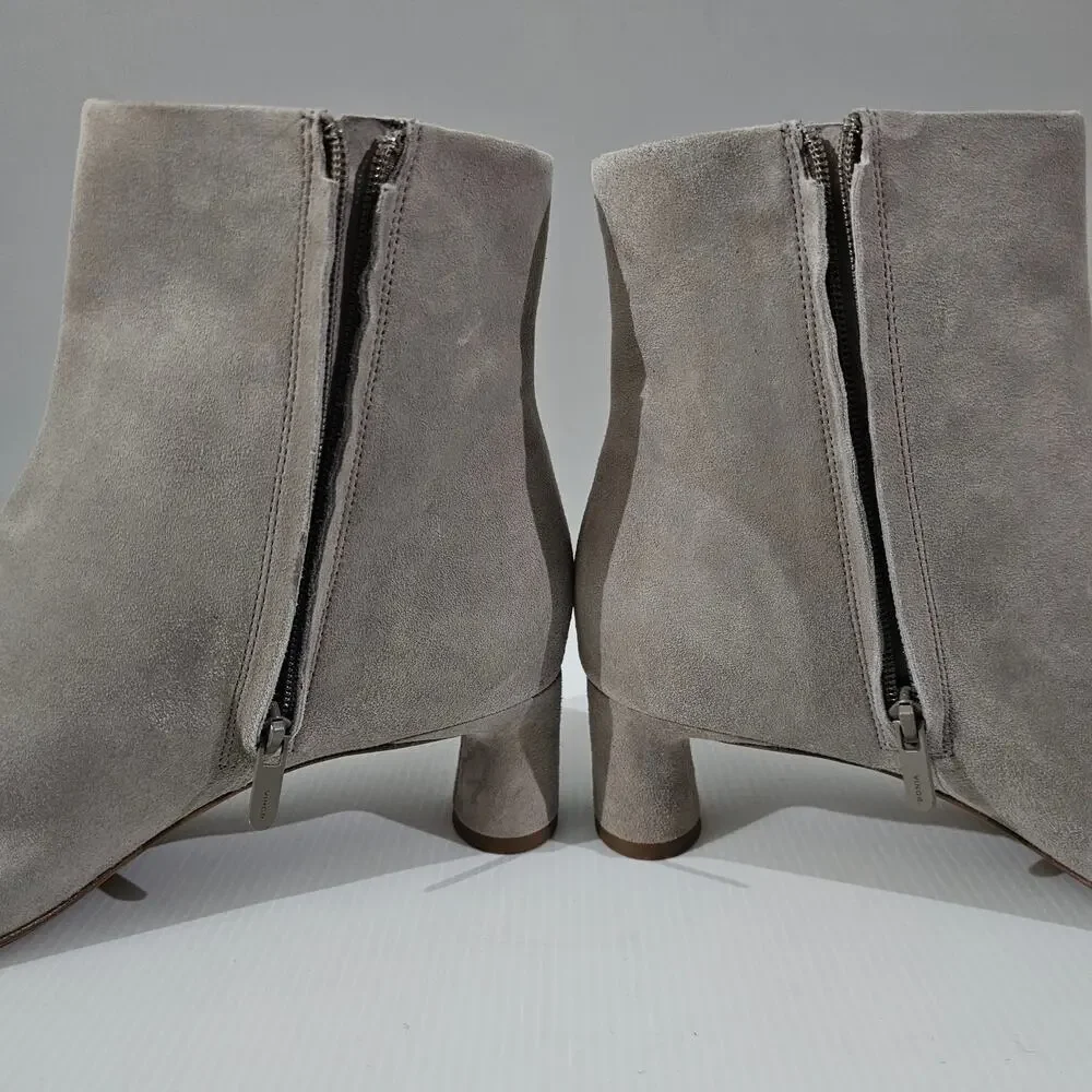 Vince Hilda Ankle Boot Womens 11 Grey Suede Kitten Heel Minimalist Designer